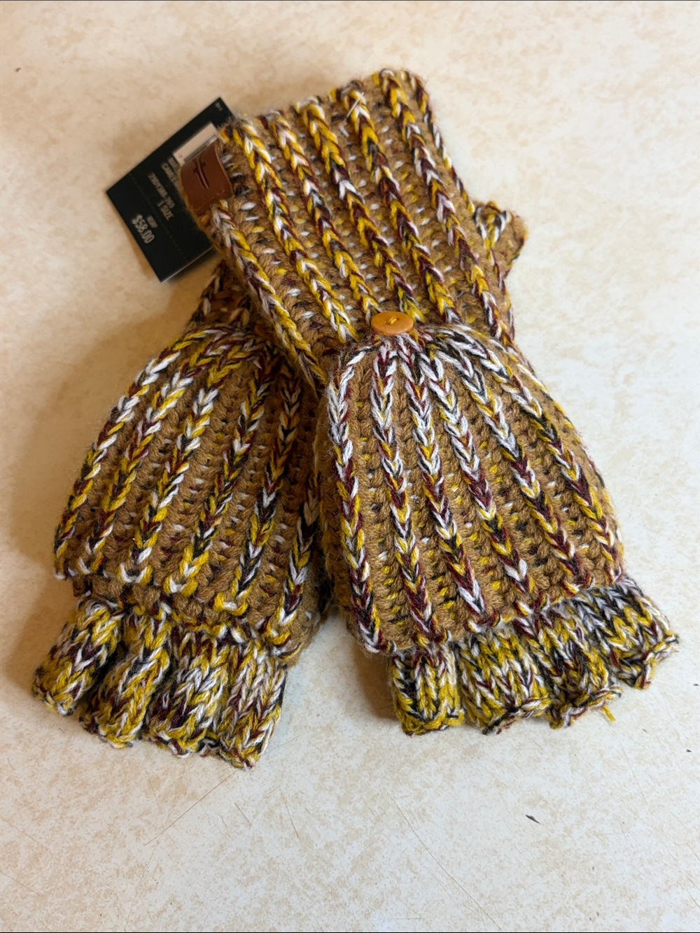 Frye Mustard Multi Knit Convertible Fingerless Gloves with Flip-Top Mittens